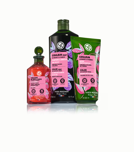 Фиолетовый Шампунь СТОЙКОСТЬ ЦВЕТА с Малиновым Уксусом - Без Сульфатов - Для осветленных и седых волос